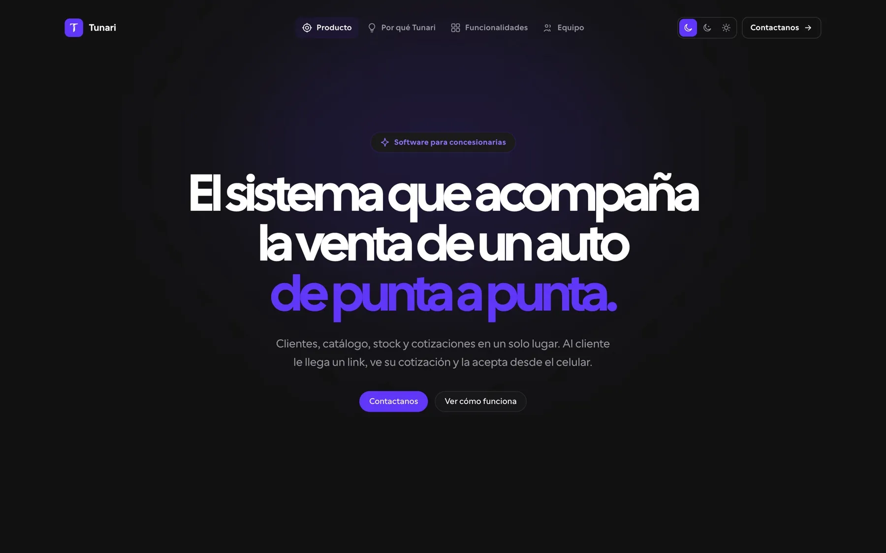 Página de inicio de Tunari